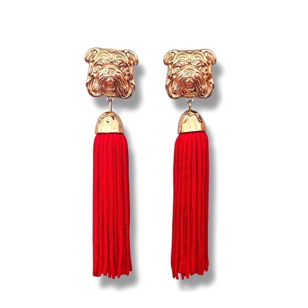 Georgia Bulldogs Tassel Drop Fringe Earrings